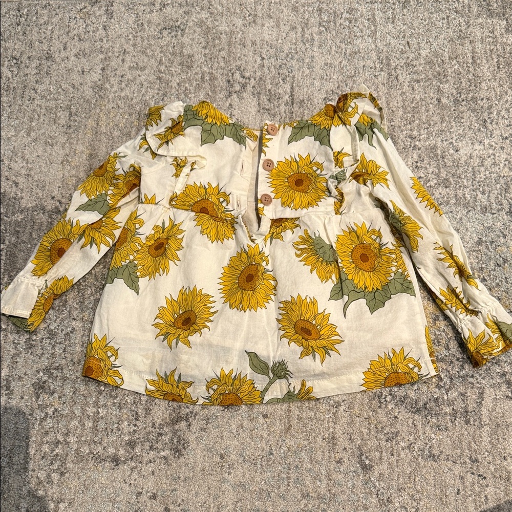 Sunflower Print Kids Blouse - Picture 3 of 3